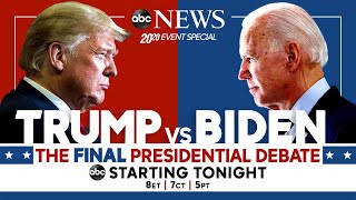 Final 2020 Presidential Debate WATCH LIVE Pres Trump Joe Biden go headtohead  ABC News [upl. by Keverian]