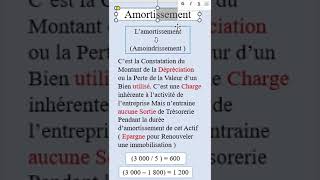 Définition de lamortissement Travaux dinventaire aminelitaalim bac comptabilité [upl. by Yrac]