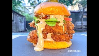 HOW TO MAKE THE BEST FRIED CHICKEN BURGER  EXTRA CRISPY [upl. by Anahahs]