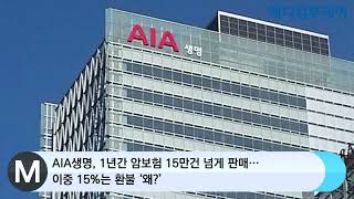 메디컬투데이TV AIA생명 1년간 암보험 15만건 넘게 판매…이중 15는 환불 ‘왜’ [upl. by Aeynod]