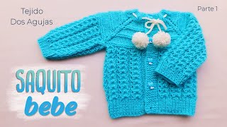 Como tejer un Saquito Jersey Chambrita para bebe a dos agujas Tejido Top Down Parte 1 de 2 [upl. by Woodward]