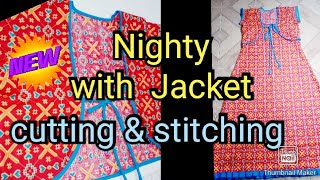 Nighty with over coat cutting and stitching sleeveless nighty  latest model nighty [upl. by Turro39]