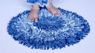 Easy  Doormat Making at Home Using Old Jeans  Old Jeans Recycling [upl. by Malachi590]