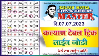 KALYAN MATKA TIPS AND TRICKS MASTER TODAY 772023 KALYAN TODAY TEBLE TRICK LINE JODI [upl. by Roseanna254]