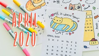 April 2020 Calendar CATlendar  Doodles by Sarah [upl. by Sothena]