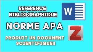 COMMENT FAIRE UNE REFERENCE BIBLIOGRAPHIQUE SELON LA NORME APA DANS WORD 2016 AVEC ZOTERO vidéo 5 [upl. by Fattal]