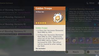 DAILY artifact farming rolling strongbox GOLDEN TROUPE genshin genshinimpact luck artifacts [upl. by Aillicec783]