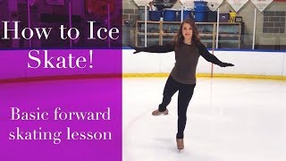 Learn Figure Skating Forward Stroking Beginner Ice Skating Tutorial [upl. by Adnolaj]