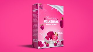 Product Strawberry Milk Package Design In Adobe Photoshop CC [upl. by Odlavso]