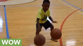 4yearold basketball phenom shows off insane skills [upl. by Eetnom428]