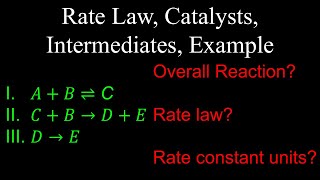 Rate Law Catalysts Intermediates Kinetics Example  Chemistry [upl. by Schilit883]