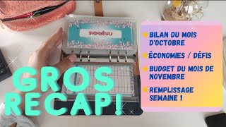 ⭐BILAN OCTOBRE ⭐ BUDGET NOVEMBRE 🌺 REMPLISSAGE DES DEFIS ET SEMAINE 1 BUDGET ENVELOPPE [upl. by Trenton]