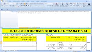 Curso de Contabilidade Cálculo do Imposto de Renda da Pessoa Física na Planilha Excel Aula [upl. by Jerold]