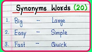 Synonyms words  20 Synonyms words in English  Common Synonyms words  What is Synonyms [upl. by Nevram]