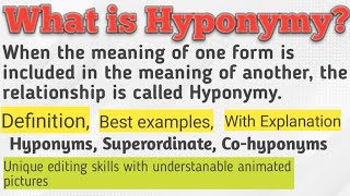 What is Hyponymy  Semantic hyponymy  definition examples HyponymssuperordinatecohyponymsUrdu [upl. by Frodina603]