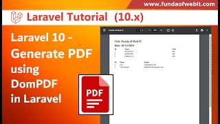 Laravel 10  Generate PDF using DomPDF in Laravel step by step  Laravel pdf generator tutorial [upl. by Ecirtaed98]