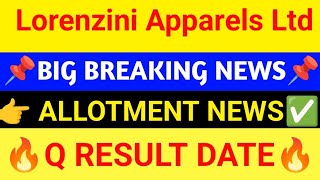 Lorenzini Apparels Ltd Latest news  3 बड़ी खबर Lorenzini Apparels share latest news [upl. by Hovey]