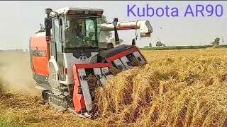 Kubota AR90 combine Harvester field working  made in Japan mini Kubota harvester import from Japan [upl. by Culberson]