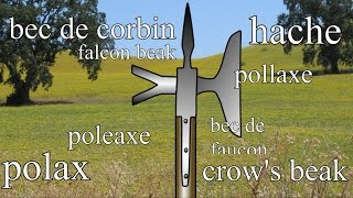 Medieval polearms  poleaxe bec de corbin Lucerne hammer etc [upl. by Drawyah]