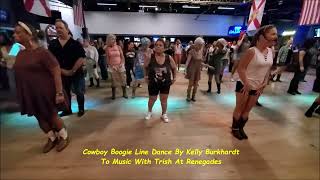 Cowboy Boogie Line Dance By Kelly Burkhardt To Music With Trish At Renegades On 7 6 24 [upl. by Larrisa]