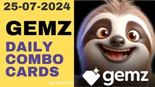 Gemz Daily combo Cards  Gemz Coin Daily Combo 25 JULY 2024 [upl. by Cilla550]