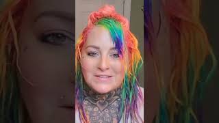 Hairdresser Reacts To Rainbow Hair Color That Also Glow 🤯 [upl. by Lalib]