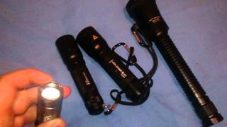 flashlight test led lendser p7 tac torch ultrafire q5 jetbeam bc40 part one [upl. by Yderf]