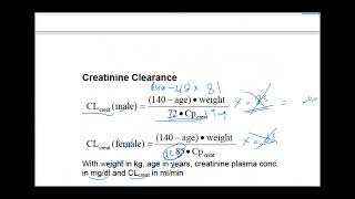 Creatinine clearance CockcroftGault Equation  calculations [upl. by Dorrahs]