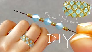 Simple Seed Bead Ring Tutorial  How to Make Easy Beaded Rings [upl. by Clemmy]