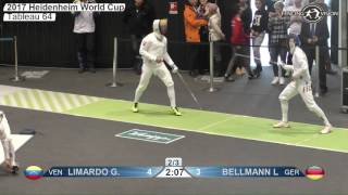 FE M E Individual Heidenheim GER Worldcup 2017 T64 13 green LIMARDO GASCON VEN vs BELLMANN GER [upl. by Ioab]