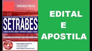 Edital do Concurso SETRABES 2018 Apostila para Cargos de Nível Médio e Superior [upl. by Airotkiv615]