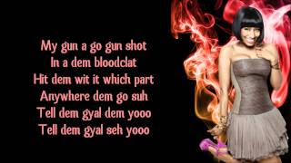 Nicki Minaj  Gun Shot ft Beenie Man Lyrics Video [upl. by Nylekcaj616]