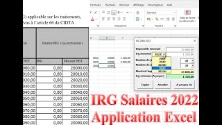 Application IRG SALAIRES 2022 Excel تطبيق الضريبة على الدخل الاجمالي للأجور 2022 [upl. by Siloa93]