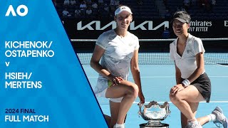 KichenokOstapenko v HsiehMertens Full Match  Australian Open 2024 Final [upl. by Ollayos643]