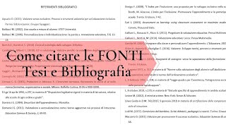 Come citare le fonti nella TESI e nella BIBLIOGRAFIA Informazioni pratiche ScienzedellEducazione [upl. by Eceinej]