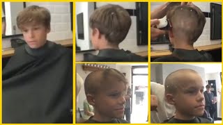 A Brave Boy Headshave At Barbershop By Barber For Hair Donation [upl. by Schaeffer64]