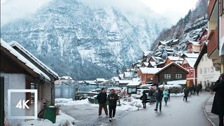 Snowy Scenic Winter Walk in Hallstatt Austria Morning Binaural Winter Sounds ❄️ [upl. by Yerfoeg]