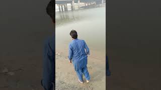 Beautiful fishing point at river throwing fishing hook with fish bait  chenab river  fishing [upl. by Eitsirk]