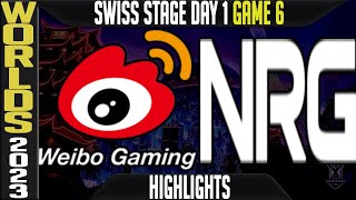 WBG vs NRG Highlights  Worlds 2023 Swiss Stage Day 1 Round 1  Weibo Gaming vs NRG [upl. by Lidstone481]