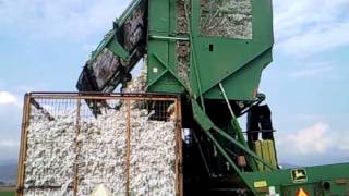 John Deere 9965 cotton picker combine unloading cotton in Selino Xanthis [upl. by Eniarda]