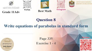 Writing parabolas in standard form  Q8 P1  11A  EoT2 [upl. by Malynda]