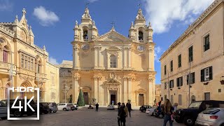 4K HDR WALK in 🇲🇹 Mdina MALTA  Relaxing Walking Tour in the heart of The Medieval Town [upl. by Reine]