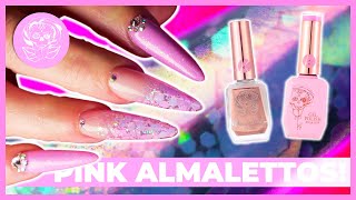 Pink Glitter almaletto nail set tutorial [upl. by Enileda]