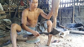 Local Muzzleloading STOCK Crafts  Ancient Tool Work Konyak Naga [upl. by Hadihsar]