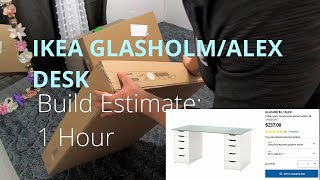 Building IKEA Desk GLASHOLM ALEX Drawers Glass Top [upl. by Mikahs]