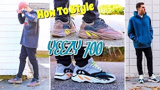 HOW TO STYLE  ADIDAS YEEZY 700  MAUVE amp WAVE RUNNER SNEAKER [upl. by Gerta128]