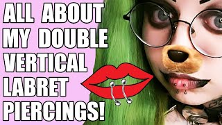 All About My Double Vertical Lip Piercings  Emily Boo [upl. by Reube]