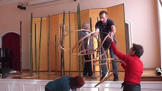 Making of large Sogetsu Ikebana Bamboo arrangement in Vienna Brigittenau [upl. by Kartis442]