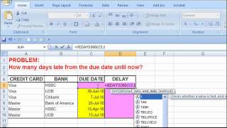 Excel  How many days late from the due date [upl. by Aicilef]