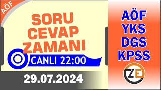 AÖF 29 07 2024 Canlı  Soru Cevap Zamanı  Açıköğretim DGS KPSS YKS Tercih [upl. by Syl]